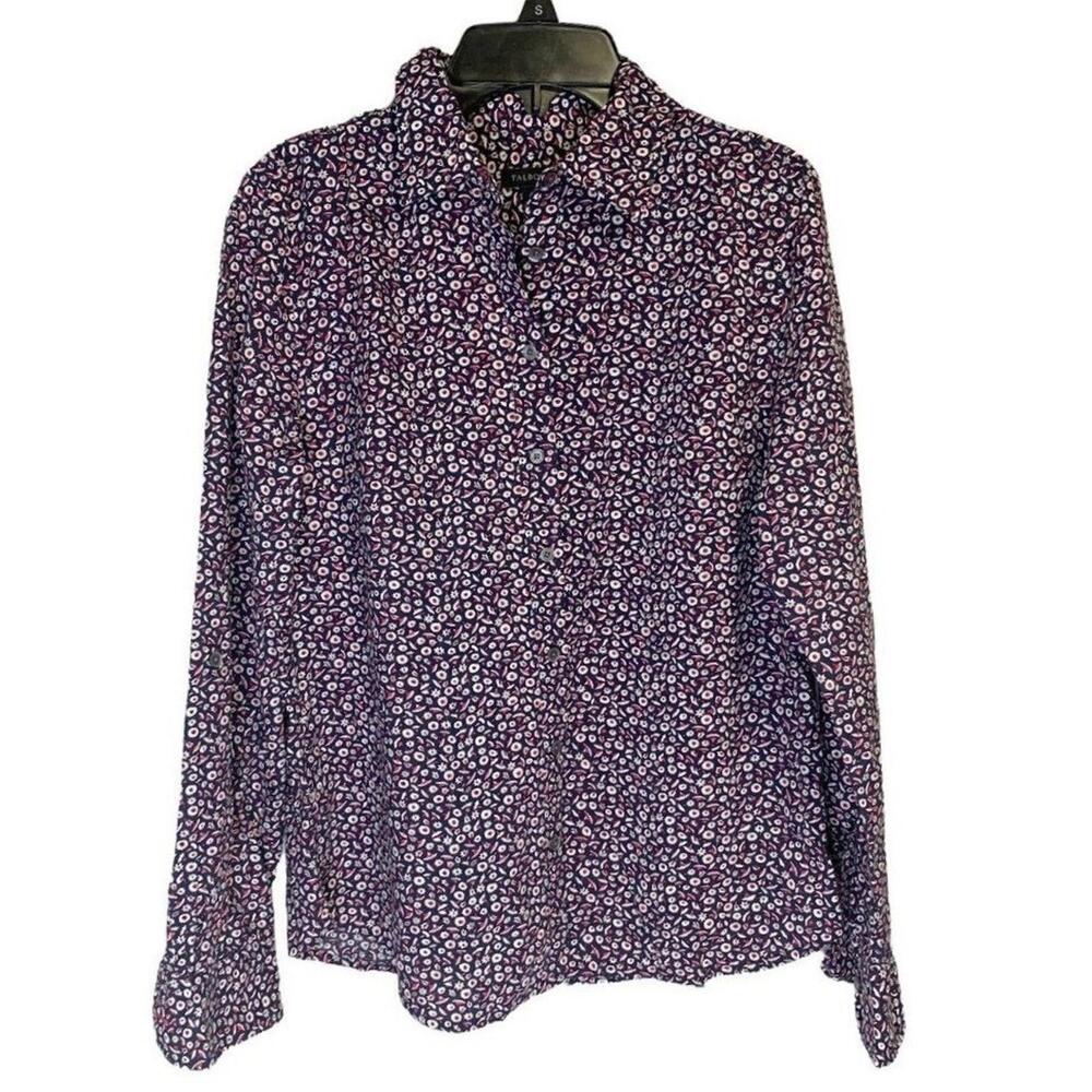 Talbots Women's Collared Long Sleeve Floral Ditsy Cotton Button‎ Front Shirt 6